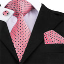 Elegant Men Silk Peach / Peach Tie And Cufflinks Set