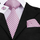 Elegant Men Silk Peach / Peach Tie And Cufflinks Set