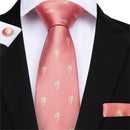 Elegant Men Silk Peach / Peach Tie And Cufflinks Set