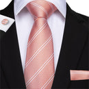 Elegant Men Silk Peach / Peach Tie And Cufflinks Set