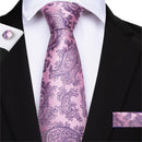 Elegant Men Silk Peach / Peach Tie And Cufflinks Set