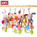 QWZ Cartoon Baby Toys 0-12 Months Bed Stroller Baby Mobile Hanging Rattles Newborn Plush Infant Toys for Baby Boys Girls Gifts