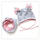 Baby Cotton Hat  Autumn Winter Children's Scarf Hat Sets  Bowknot Ear Baby Girl Boy Warm Beanies