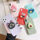 3D Cartoon Holder Soft Phone Case For iphone X XR XS 11 Pro Max 6S 7 8 plus And samsung S8 S9 S10 A50 Note 10 S20