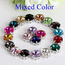 Satellite / Round Shape Glass Rhinestones With Claw Sew On Crystal Stone Strass Diamond Metal Base Buckle For Clothes