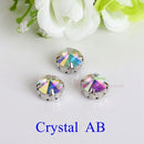 Satellite / Round Shape Glass Rhinestones With Claw Sew On Crystal Stone Strass Diamond Metal Base Buckle For Clothes