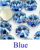 Satellite / Round Shape Glass Rhinestones With Claw Sew On Crystal Stone Strass Diamond Metal Base Buckle For Clothes