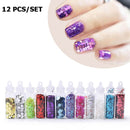 48 Bottles/Set Nail Art Sequins Glitter Powder Manicure Decoral Tips Polish Nail Stickers Mixed Design Case Set