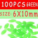100PCS Oval Soft Rubber Luminous Fishing Beads Glowing Sink Beads For Treble Hook Fishing Rigs Green Red Fishing Lure Tackle