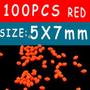 100PCS Oval Soft Rubber Luminous Fishing Beads Glowing Sink Beads For Treble Hook Fishing Rigs Green Red Fishing Lure Tackle
