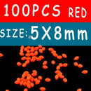 100PCS Oval Soft Rubber Luminous Fishing Beads Glowing Sink Beads For Treble Hook Fishing Rigs Green Red Fishing Lure Tackle