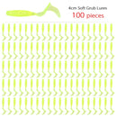 100 Pcs/lot Fishing Lures 40mm 0.4g Wobblers Carp Fishing Soft Bait Swimbait Tail Grub Lures Silicone Artificial Fishing Tackle