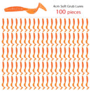100 Pcs/lot Fishing Lures 40mm 0.4g Wobblers Carp Fishing Soft Bait Swimbait Tail Grub Lures Silicone Artificial Fishing Tackle