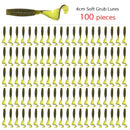 100 Pcs/lot Fishing Lures 40mm 0.4g Wobblers Carp Fishing Soft Bait Swimbait Tail Grub Lures Silicone Artificial Fishing Tackle