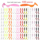 100 Pcs/lot Fishing Lures 40mm 0.4g Wobblers Carp Fishing Soft Bait Swimbait Tail Grub Lures Silicone Artificial Fishing Tackle
