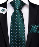 Men Teal Green Paisley / Striped Novelty Design Silk Tie