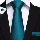 Men Teal Green Paisley / Striped Novelty Design Silk Tie