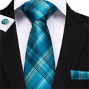 Men Teal Green Paisley / Striped Novelty Design Silk Tie