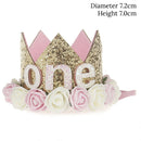 WEIGAO 1pcs 1 2 3 Birthday Caps Flower Crown 1st Birthday Hat Newborn Baby Birthday Headband 1 Year Birthday Party Decorations