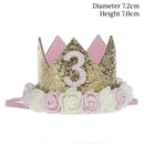 WEIGAO 1pcs 1 2 3 Birthday Caps Flower Crown 1st Birthday Hat Newborn Baby Birthday Headband 1 Year Birthday Party Decorations