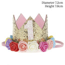 WEIGAO 1pcs 1 2 3 Birthday Caps Flower Crown 1st Birthday Hat Newborn Baby Birthday Headband 1 Year Birthday Party Decorations