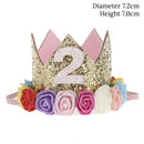 WEIGAO 1pcs 1 2 3 Birthday Caps Flower Crown 1st Birthday Hat Newborn Baby Birthday Headband 1 Year Birthday Party Decorations