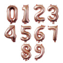 16/32inch Number Aluminum Foil Balloons Rose Gold Silver Digit Figure Balloon Child Adult Birthday Wedding Decor Party Supplies
