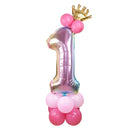 Rainbow Foil Number Balloon with Crown