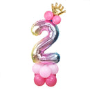 Rainbow Foil Number Balloon with Crown