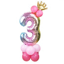 Rainbow Foil Number Balloon with Crown