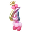 Rainbow Foil Number Balloon with Crown