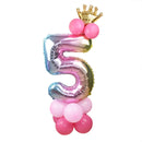 Rainbow Foil Number Balloon with Crown