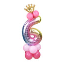 Rainbow Foil Number Balloon with Crown