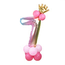 Rainbow Foil Number Balloon with Crown