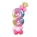 Rainbow Foil Number Balloon with Crown