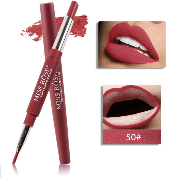 Dual Ended Highly Pigmented Waterproof Matte Velvety Smooth Lip Liner / Lipstick