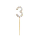 1Pc Glitter Alloy Rhinestone Number Cake Toppers Baby Shower Birthday Decoration Wedding Gold Silver Digital Cakes Dessert Decor