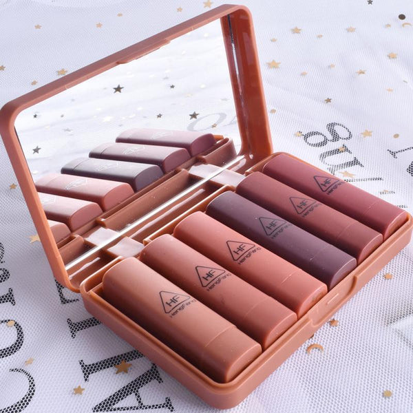6pcs  Natural Shades Highly Pigmented Waterproof Matte Velvety Smooth Liquid Lip Set In Case