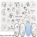 1 Sheet Russian text Nail Watermark Decals Sexy lips Middle finger Sexy girl Water Transfer Slider Russia Words Manicure Tattoos