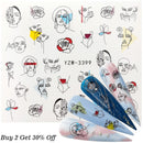 1 Sheet Russian text Nail Watermark Decals Sexy lips Middle finger Sexy girl Water Transfer Slider Russia Words Manicure Tattoos