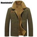 Mountainskin Winter Warm Jackets Thick Fleece Men's Coats Casual Cotton Fur Collar Mens Military Tactical Parka Outerwear SA351