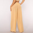 Women See Through Boho Wide Leg High Waist Trousers Beach Long Loose Mesh Sheer Pants Hot