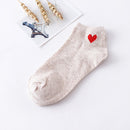 10pcs=5pairs Women Short Socks Red Heart Cute College Fresh Female Socks Soft Cotton Summer Autumn Hot Sale Girls Sock Meias Sox