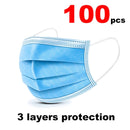 100Pcs 3 Layers Non Woven Maximum Filter Disposable Anti-Dust Protective Face Mask