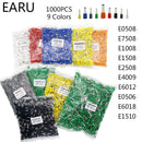 1000pcs/Pack E0508 E7508 E1008 E1508 E2508 Insulated Ferrules Terminal Block Cord End Wire Connector Electrical Crimp Terminator