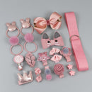 18 Piece hair clip set Cute Hair Accessories Girl headwear Bow Flower animal Hairpins hair band cartoon Elastic Headdress Gift