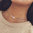 2020 New Female Fashion Crystal Heart Necklace Pendant Short Gold Chain Necklace Pendant Necklace Charm Gifts Girlfriends Gift