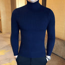 2019 Korean Slim Solid Color Turtleneck Sweater Mens Winter Long Sleeve Warm Knit Sweater Classic Solid Casual Bottoming Shirt