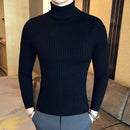 2019 Korean Slim Solid Color Turtleneck Sweater Mens Winter Long Sleeve Warm Knit Sweater Classic Solid Casual Bottoming Shirt