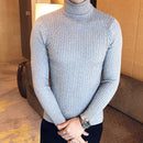 2019 Korean Slim Solid Color Turtleneck Sweater Mens Winter Long Sleeve Warm Knit Sweater Classic Solid Casual Bottoming Shirt